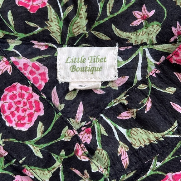 Little Tibet Boutique S / M 100% Cotton Tiered Skirt Puff Sleeve Maxi Dress - Picture 4 of 14